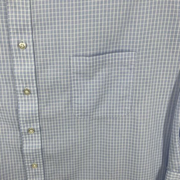 Chaps Big Fit Dress Shirt 20 34/35 Blue Check Button Front Long Sleeve Classic - Picture 4 of 9